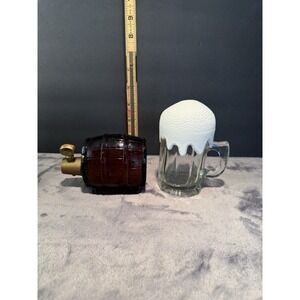 Avon On Tap Mug Decanter Deep Woods Empty‎ After Shave & Orland Beer Barrel Full